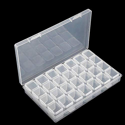 Mwoot 28 Fächer Kunststoff Dosen, Diamant Stickerei Box, Diamant Malerei Nagel Strass DIY Kunst Handwerk Storage Organizer Schmuckschatulle Werkzeugcontainer, Diamond Art Painting Boxes