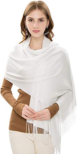 YAOMEI Unisex Damen Herren Pashmina Schal Schlauchschal, 2020 Winter Feinstrick Halstücher Stolen Umschlagtücher Schal Warmes Halstuch (2-Weiß)