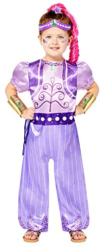 Amscan - Kinderkostüm Shimmer and Shine, Jumpsuit, Stirnband, Armbänder, Haarteil, Serie, Motto-Party, Karneval