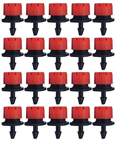 Angoily 100Pcs Flow Einstellbare Tropf 360 Grad Wasser Flow Drippers Drippers Sprinkler Bewässerung System für Blume Betten Gärten Rasen (Mischfarbe)