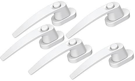 BASI | Fenstergriff 5er Set | verriegelbar mit Druckknopf | in Aluminium Weiß | Hochwertige Optik | Dreh Kipp Funktion | moderner Fensterbeschlag | Kindersicherung | 5 Stück