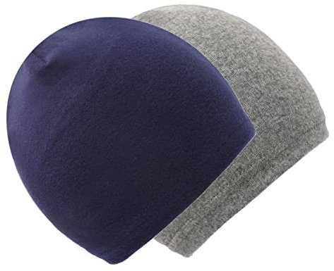 Foruhoo Unisex Baby Mütze Jungen & Mädchen Beanie Kleinkind Hut Herbst Winter (E:Grau+Navy,43S) (37-43, Einlagig: Grau+Navy)