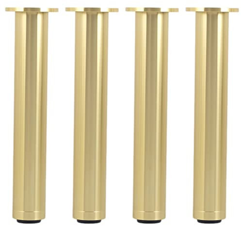 Pieds Meuble Cuisine Or Reglable Pied Cuisine Doré, Pied pour Meuble Aluminium | Finition Galvanoplastie | 8-30cm Pieds de Meubles Placard Ø35mm Socles, Vis et Tournevis Lnclus, Lot de 4 (25 cm)