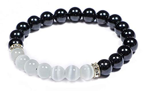 Frienemy Presents Selenite Black Turmalin Armband Unisex Selenite Schwarz Turmalin Armband Für Männer und Frauen 8mm Perlen Größe #Frienemy-328