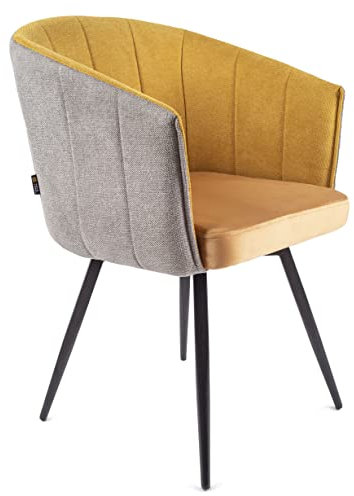 Gold Label Esszimmerstühle Samt | Polsterstuhl mit Metallbeine | Küchenstühle | Esstisch Stühle | Schalenstuhl | Drehstuhl Esszimmer | Samt Stuhl mit Armlehne | Palermo