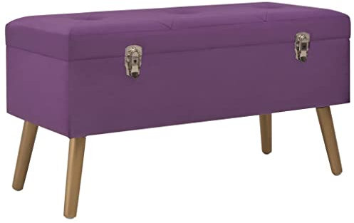 Makastle Sitzbank Sitztruhe Samt gepolstert Hocker mit Stauraum, Aufbewahrungsbox Fußbank Polsterbank Fußhocker für Esszimmer Wohnzimmer Flur, Holzbeine, 80 cm Lila Samt