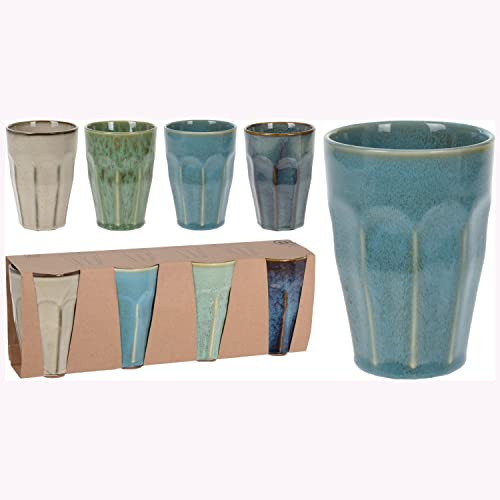 Annastore 4-tlg. Set Becher aus Porzellan für Kaffee und Tee 330 ml | Kaffeebecher Kaffeetassen Teetassen Porzellantassen