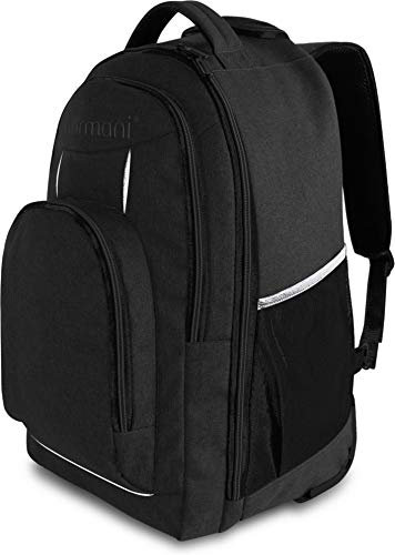 normani Trolley-Rucksack Schulrucksack | Rucksack mit Rollen und Trolleygriff | Handgepäck 30 L Farbe Schwarz mit Reflektoren