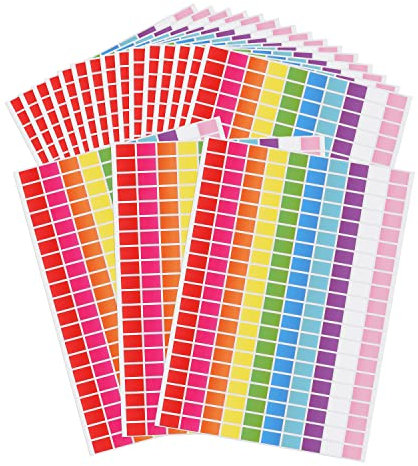 4000 Stück Farbige Aufkleber Quadrat, 3/4 Zoll Farbige Aufkleber zum Beschriften Farbige Aufkleber Umzug Color Label Farbige Etiketten Selbstklebend für Planer Bücher Büro (Mehrfarbig)