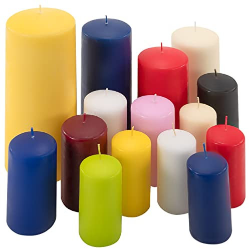 Stumpenkerzen 5kg Set bis 17 Stück getaucht Farbmix gemischt mehrfarbig verschiedene Größen Stumpen Kerzen duftfrei Kerzen-Posten Weihnachten