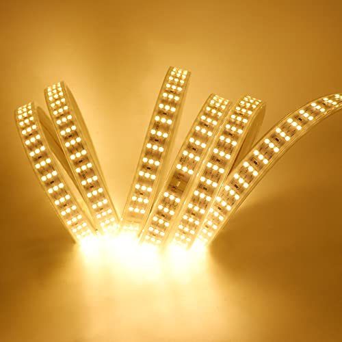 5m Actualizado 220V 2835 Tira LED con Interruptor, 276 LEDs/m Luces Blanco frio, IP67 Impermeable, Escalera de Techo Blancas Tira de LED Cocina Lights Cable Luces LED (25M, Blanco cálido)