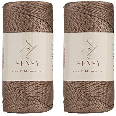 Sensy Premium - Confezione da 2 cordoncini in poliestere da 2 mm, 230 metri, 100% polipropilene, per macramè, 2 mm, per uncinetto, macramè, uncinetto, filo per lavori a maglia, regalo per lavori a