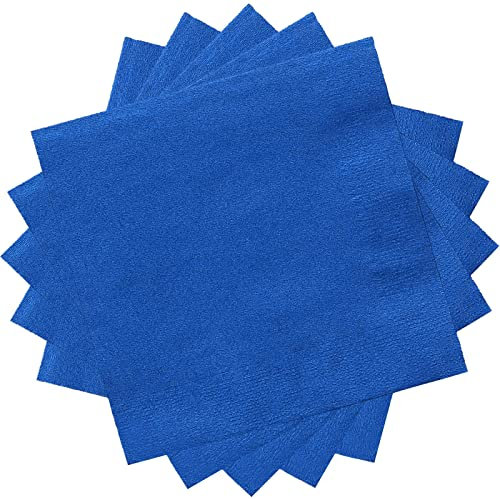 POPOYU 20 Pièces Serviettes Bleu, Joyeux Anniversaire, Serviette de Table en Tissu pour Fête, Mariage, Cocktail, Boissons, Restauration