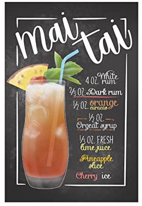 JDRC Mai Tai Cocktail-Bar-Poster, Leinwand, Schlafzimmer, Dekoration, Sport, Landschaft, Büro, Raumdekoration, Geschenkrahmen: 30 x 45 cm