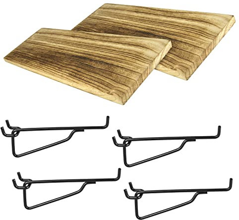 Lot de 2 étagères peu profondes en bois pour panneau perforé de 6,35 mm, accessoires d'organisation, étagères et supports de paniers, présentoir et support de rangement pour garage, établi d'art,