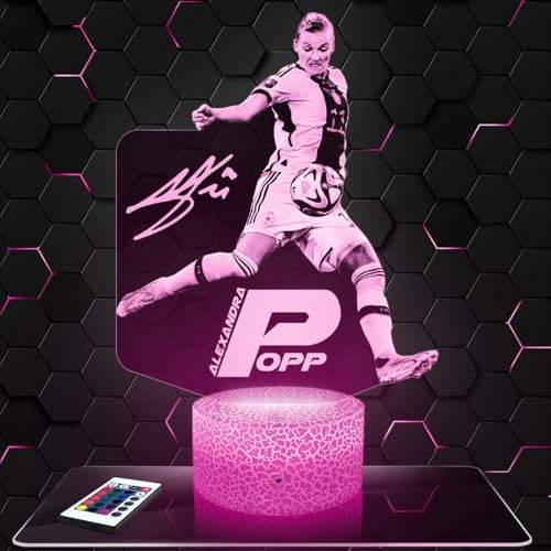 Lampephoto.fr Nachttischlampe A. Popp Fußballspielerin Frankreich, Geschenkidee Dekoration Fußball Schreibtischlampe Wohnzimmer Idee Weihnachten für Fans von A. Popp Fußballspielerin Frankreich. TOP