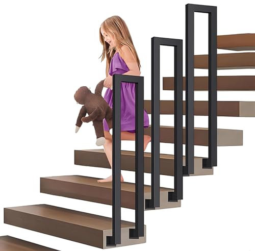 SCGSJZH Treppengeländer Innen Schwarz, U-förmiger seitlich montierter Handlauf 35-110 cm Korridor-Sicherheitsstützstange, modernes dekoratives Geländer für Garten-Loft-Balkon (75cm)