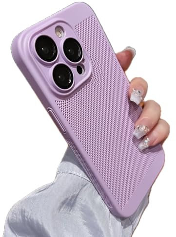 Miagon Heat Dissipation Cover for iPhone XR,Slim Hard Back Case Cooling Breathable Cellular Hole Bumper with Camera Lens Protection Purple