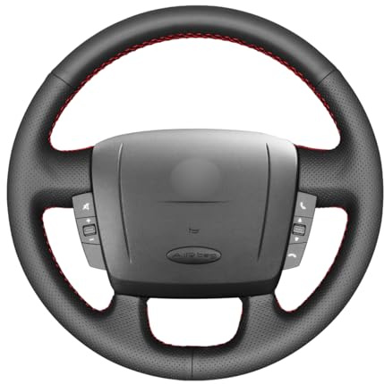 MEWANT Passgenauer Lenkradbezug zum Nähen für Schwarzer für Boxer Jumper | Schwarzer für Boxer 2007-2022 / Jumper 2007-2022 / Fiat Ducato 2021 Kunstleder Atmungsaktiv Für Beheizte Lenkräder Langlebig