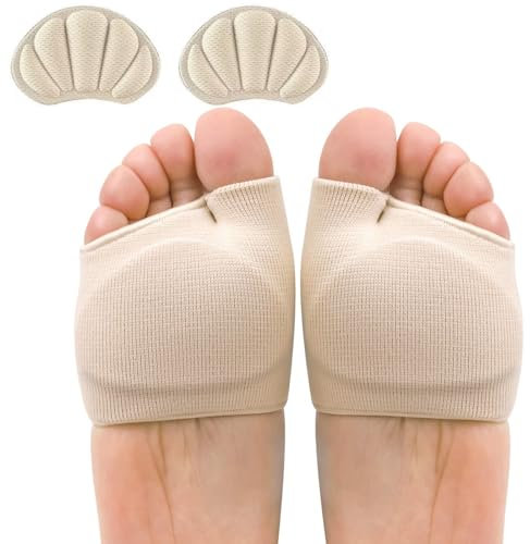 AYNKH Mittelfuß-Pads, Mittelfuß-Gel-Schutzkissen für Damen und Herren, Ballenfußkissen, Stoff, weiche Socken zur Unterstützung der Füße, Schmerzlinderung, Gel-Fußpolster für Fersen, Metatarsalgie,