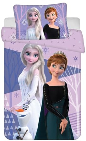 Disney Kollektionen Kinderbettwäsche der Marke Eiskönigin Purple Kinder Bettwäsche (Klein), 100-135 cm, 40-60 cm