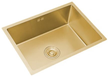 INGUZ | Fregadero Cocina 50x40 cm | Bajo Encimera o Sobre Encimera, Fácil Instalación | Fregadero Acero Inoxidable con Filtro de Drenaje y Válvula Click Clack en Latón | Fregadero de Cocina | Oro