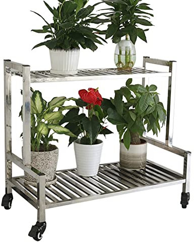 Metall-Pflanzenständer, Blumentopfregale, Edelstahl, Pflanzenterrasse, stehend, Blumenregal, Halter, Ausstellungsregale, Ständer, Garten, Lagerregal für Außenbalkon, dekoratives Regal, 2 ETA