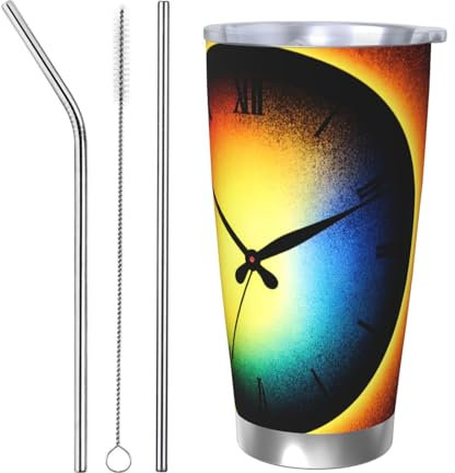 WapNo Autobecher mit Schmelzuhr-Muster, 590 ml, isolierter Becher, Kaffeebecher, Reisebecher für Büro, Auto