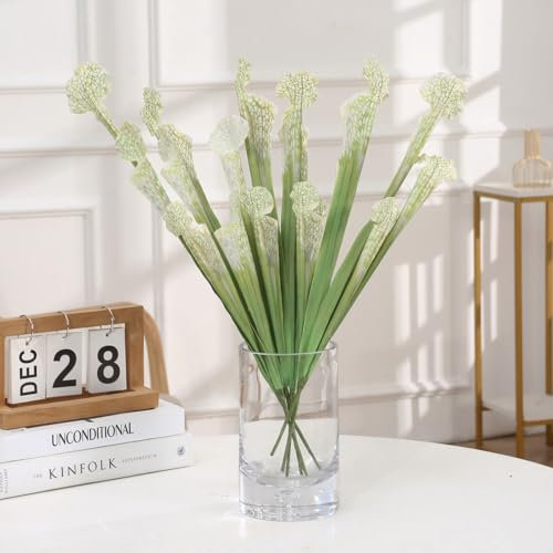 AtHomeYuyue Künstliche fleischfressende Krug, 44,5 cm, feuchtigkeitsspendend, künstliche Sarracenia, Grün für Vasen, Blumenstrauß und Zuhause, Hochzeit, Festival, Dekoration, Hellgrün, 5 Stück