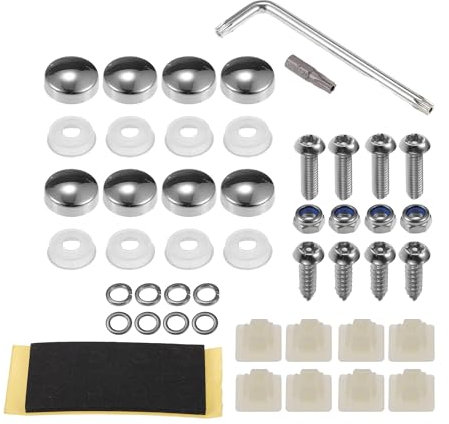 INFINAUTO Diebstahlsichere Kennzeichen-Schrauben, M6 Sicherheitsbolzen-Befestigungssatz für Auto-Kennzeichenhalter mit Schrauben aus Edelstahl, silberfarben, 1 Satz