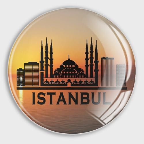 Dekorative Magnete für Kühlschrank, Türkei, Istanbul, Stadt, Silhouette, Landschaft, Skyline, Kühlschrankmagnete, rund, Whiteboard-Magnete, Glas, Kühlschrankmagnete für Werbetafel, Büro, Tafel, Küche