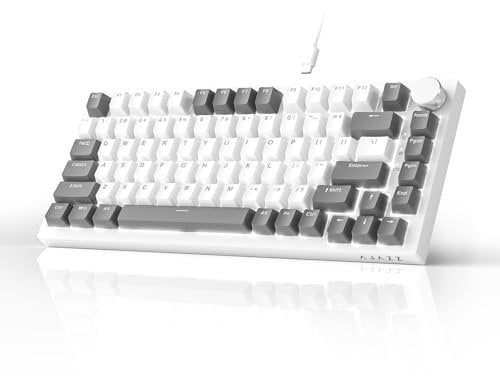 AJAZZ Wired Mechanical Gaming Keyboard Tastertur |Volume Control|82 Keys|PBT Keycaps|Poron Cotton|Hot Swappable Keyboard Gaming Tastatur 75 Prozent