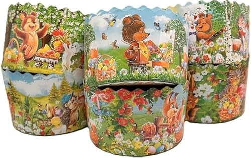10er Set Osterbrot Back Papier Einwegbackform Osterkuchen Kulitsch Motiv D13cm / 700ml