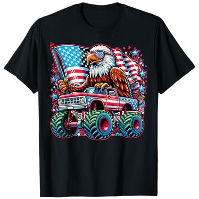Monster Truck Adler Flagge 4. Juli Redneck Party USA T-Shirt