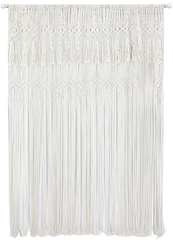 OUGPIU Rideau Bohème en Macramé,132x200cm Tenture Murale Rideau de Porte,Tapisserie de Fenêtre en Coton Tissé à la Main,pour Séparateur de Pièce,Chambre Salon,Fond de Mariage,Décoration D'intérieur