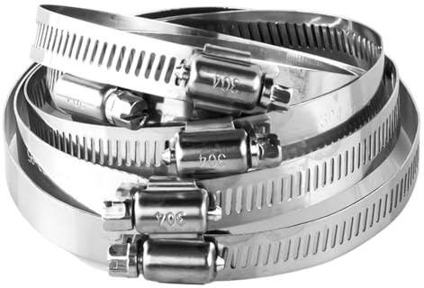 WANG TII DOO 5-Teilige Schlauchschelle, Verstellbare Schlauchschelle, Rohrschellen Aus Edelstahl 304 Für Sanitär-, Automobil- Und Mechanische Anwendungen,Diameter 0～250mm