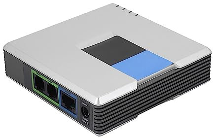 Yechiry VoIP Internet Phone Adapter 2 Ports SIP RJ45 Cable for PAP2T with Network Cable Lightweight Portable Support SIP V2 Protocol (UK Plug)