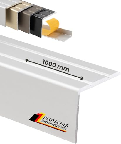 KARAT Treppenkantenprofil Ohne Bohren - Winkelprofil 24,5 x 20 mm - (Silber, Selbstklebend)