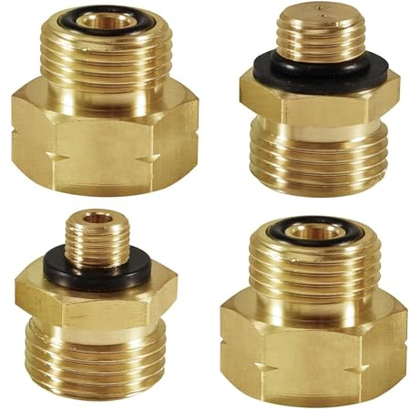 Frypay 4 Stück Gasflaschen Adapter, Gaskartuschen Schraubventil Gasflaschen Adapter Set Europa Gasanschluss Adapter aus Messing, Gas Adapter Doppelter Gasdruckregler