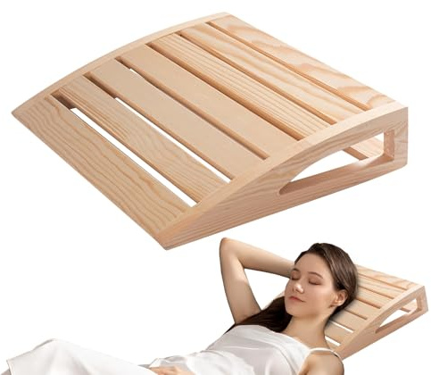 Kasmole Wooden Headrest Pillow for Sauna - Solid Wood Neck Support Pillow for Sauna - Ergonomic Design Relaxation Support Headrest for Teens Women Youth Girls Men
