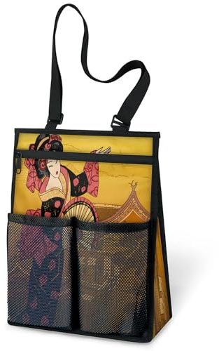 Geisha Duschtasche für japanische Frau, tragbar, japanische Tragetasche, Dusch-Caddy, Taschen, zum Aufhängen, Kulturbeutel, Organizer für Reisen, Fitnessstudio, Camping, Strand, Badezimmer, Schlafsaal
