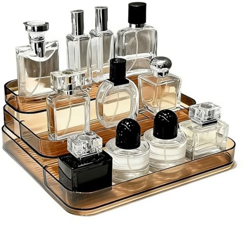 SXTDKMJ 3 Tier Acrylic Display Stand, Perfume Organiser Trinket Shelf for Craft Fairs Collectibles Spices Cupcake Plant