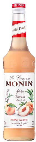 MONIN - Sirop de Pêche Blanche pour Vin, Bière, Limonade et Eau Plate - Arômes Naturels - 70cl