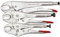 GEDORE red Gripzangensatz mit Selbstklemmfunktion, 3-teilig, 3,5-6 cm Spannweite, Einstellschraube und Auslösehebel, Chrom-Vanadium-Stahl, 7, 10 und 12 Zoll (3,5-6 cm) Länge