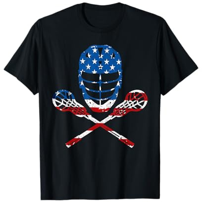 Lacrosse American Flag Lax Helmet Sticks 4th of July Gifts T-Shirt