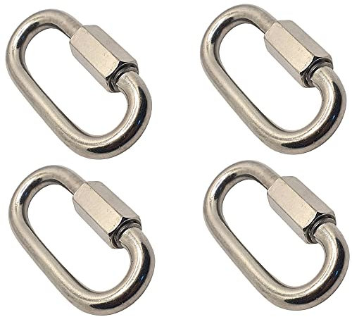 Quick Chain Link Repair Carabiner, Marine A4 Stainless Steel 316 Shackle (M4x40mm -4pcs)