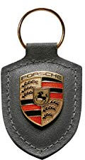 Porsche Porte-clés avec blason en cuir gris 911 Boxster Cayman Cayenne 718