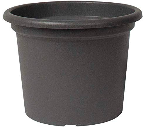 EURO3PLAST Guya Blumentopf 35 cm rund aus recyceltem Kunststoff Farbe anthrazit