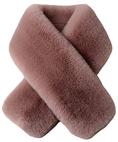 Lina & Lily Écharpe à Col en Fausse Fourrure pour Femme Hiver (Rose Poudré)