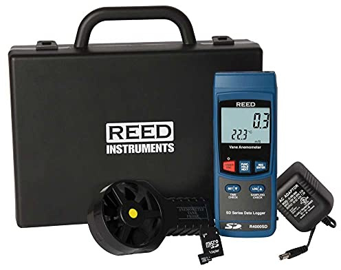 REED Instruments R4000SD-KIT Data Logging Vane Thermo-Anemometer with Power Adapter and SD Card